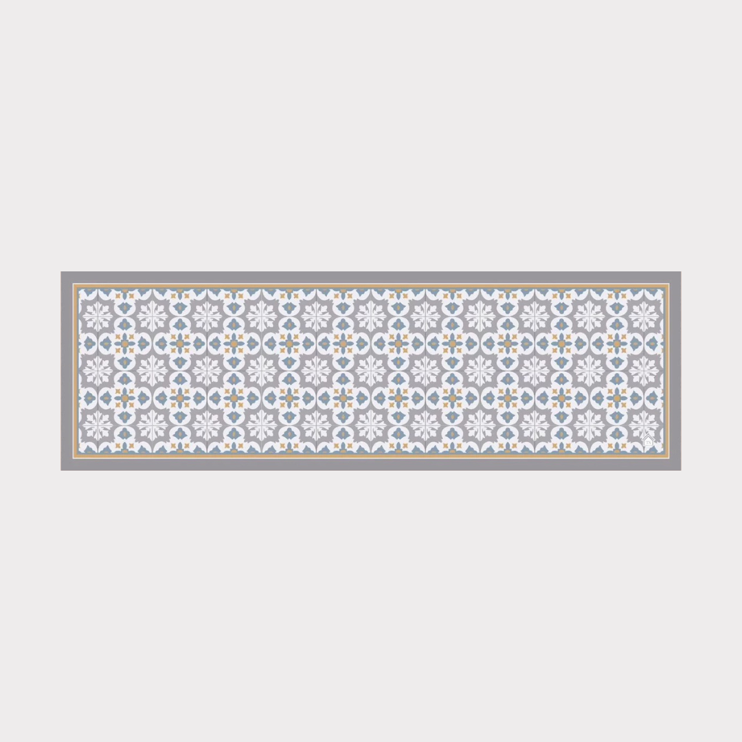 PVC Waterproof Table Runner - Grey Peranakan