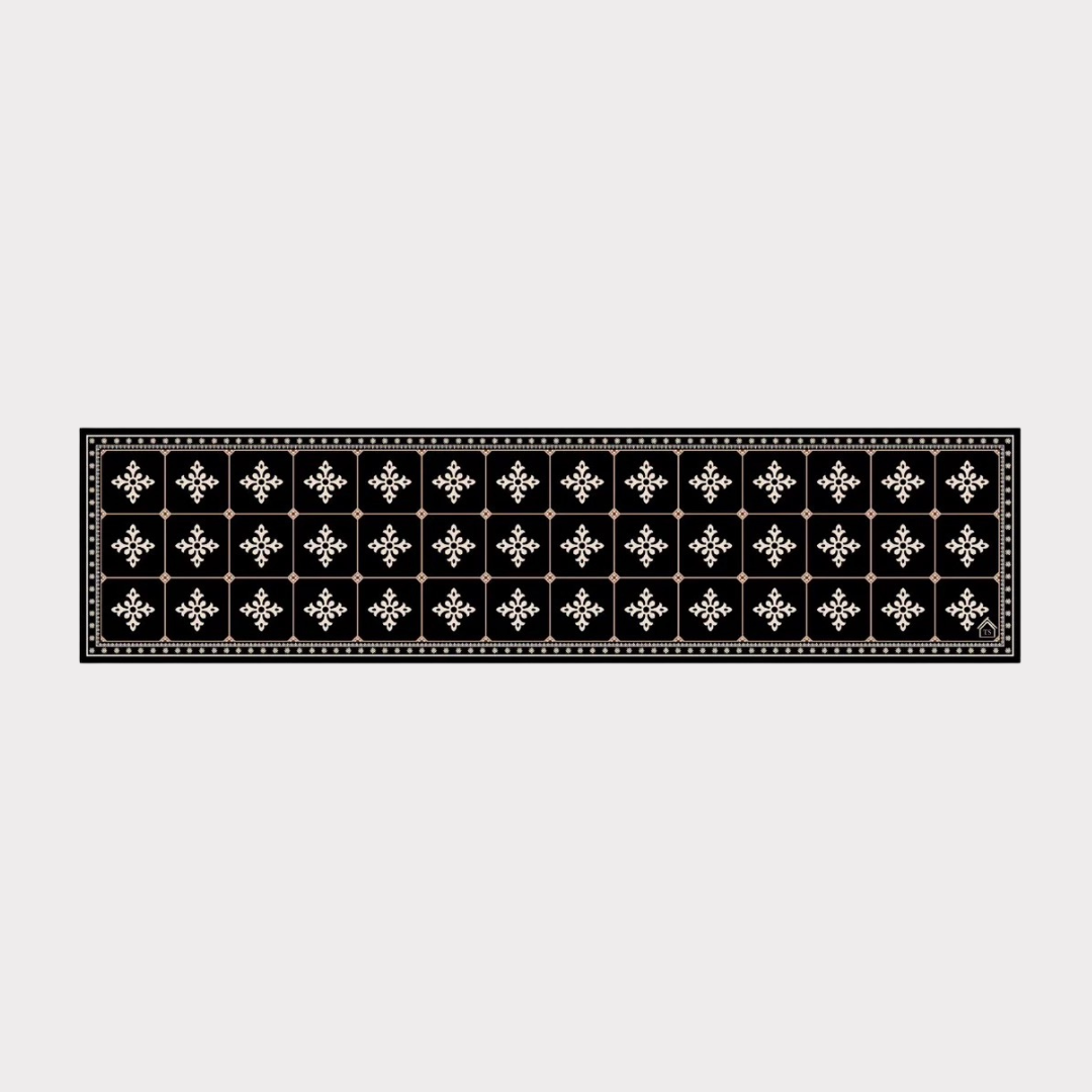 PVC Waterproof Table Runner - Black Peranakan