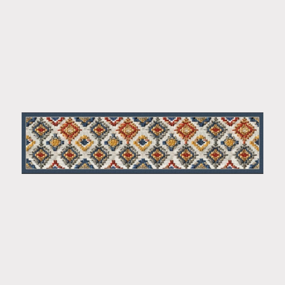 PVC Waterproof Table Runner - Rattan Blue