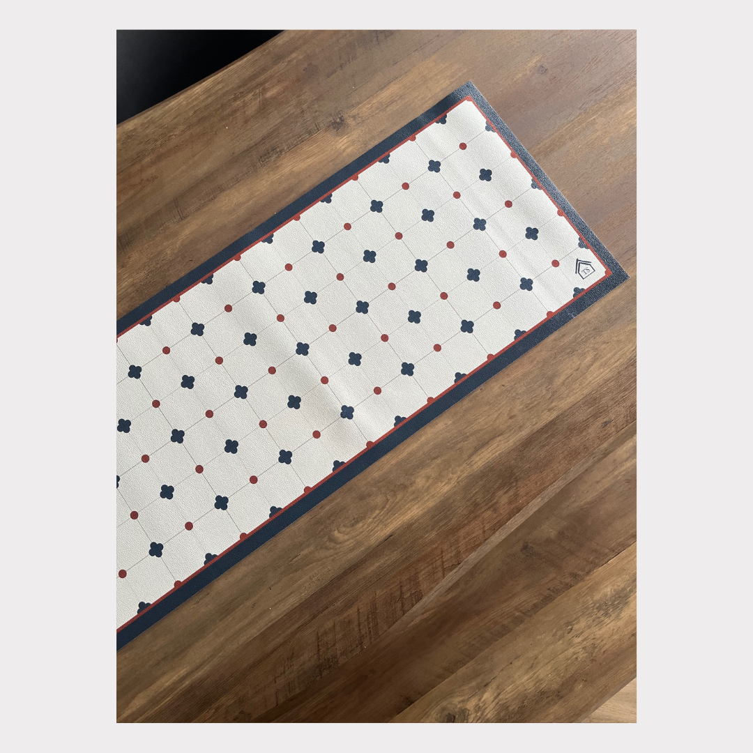 PVC Waterproof Table Runner - Navy Tiles