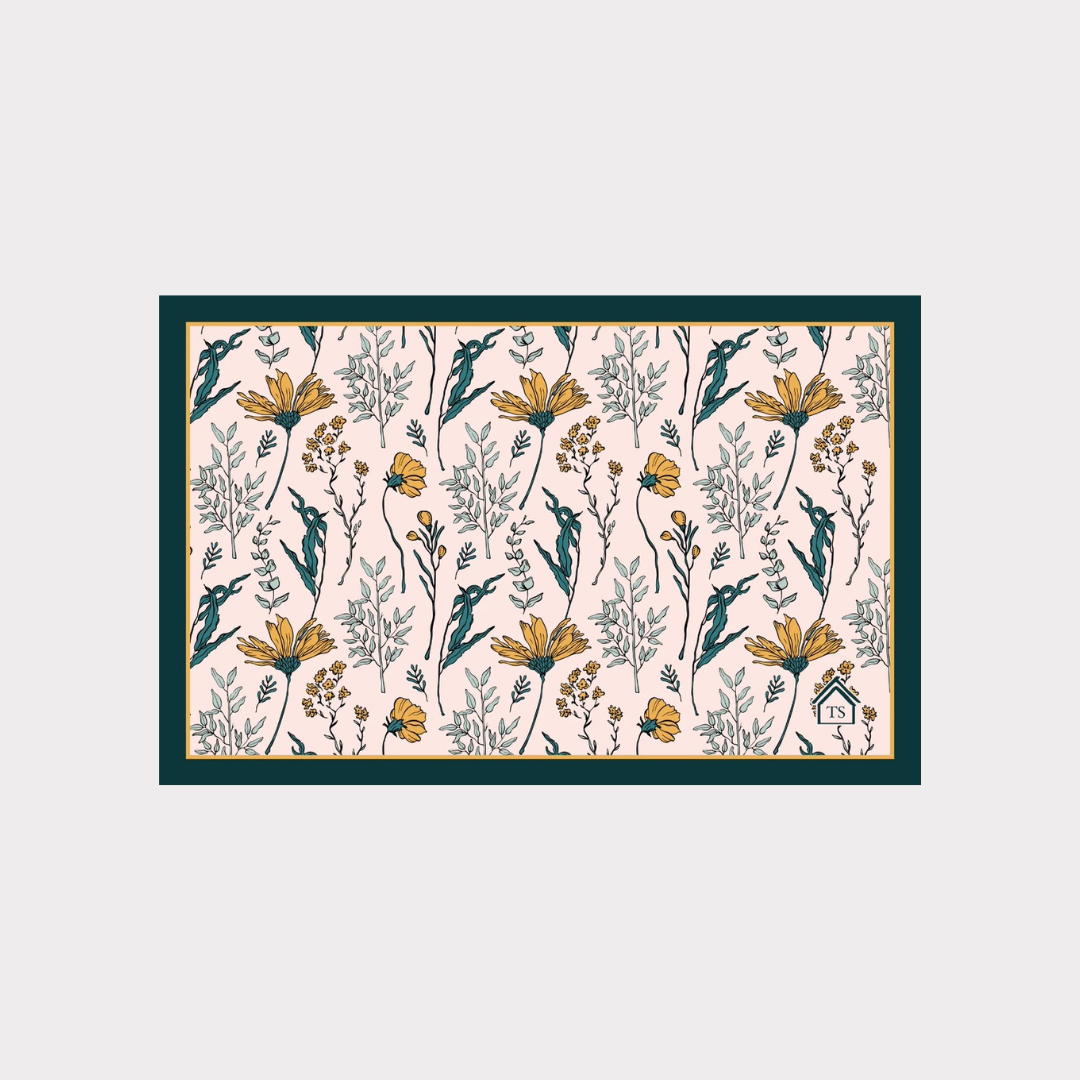 Wool Bath Mat - Yellow Flower