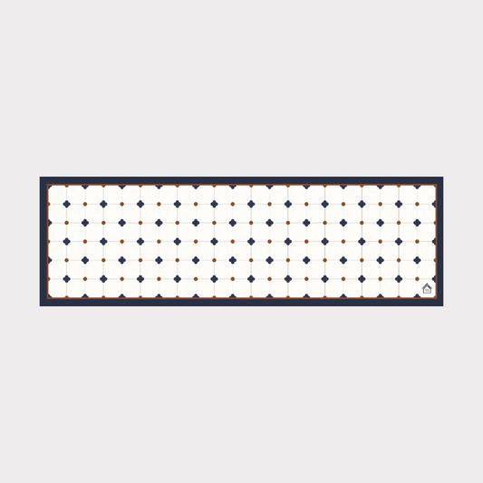PVC Waterproof Table Runner - Navy Tiles