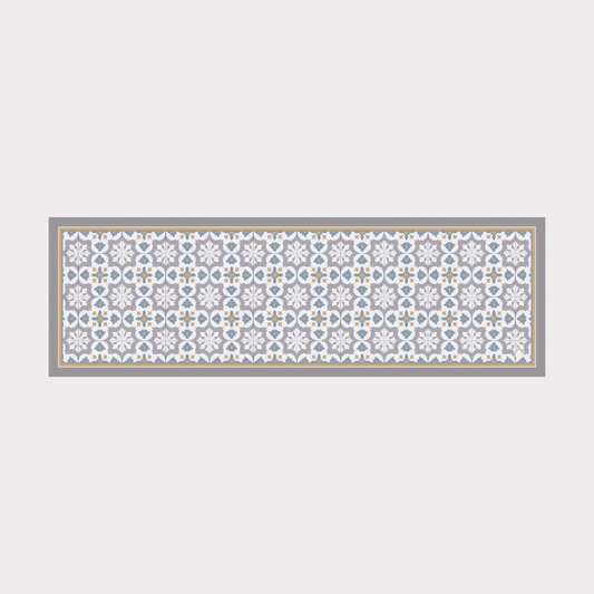 PVC Waterproof Table Runner - Grey Peranakan