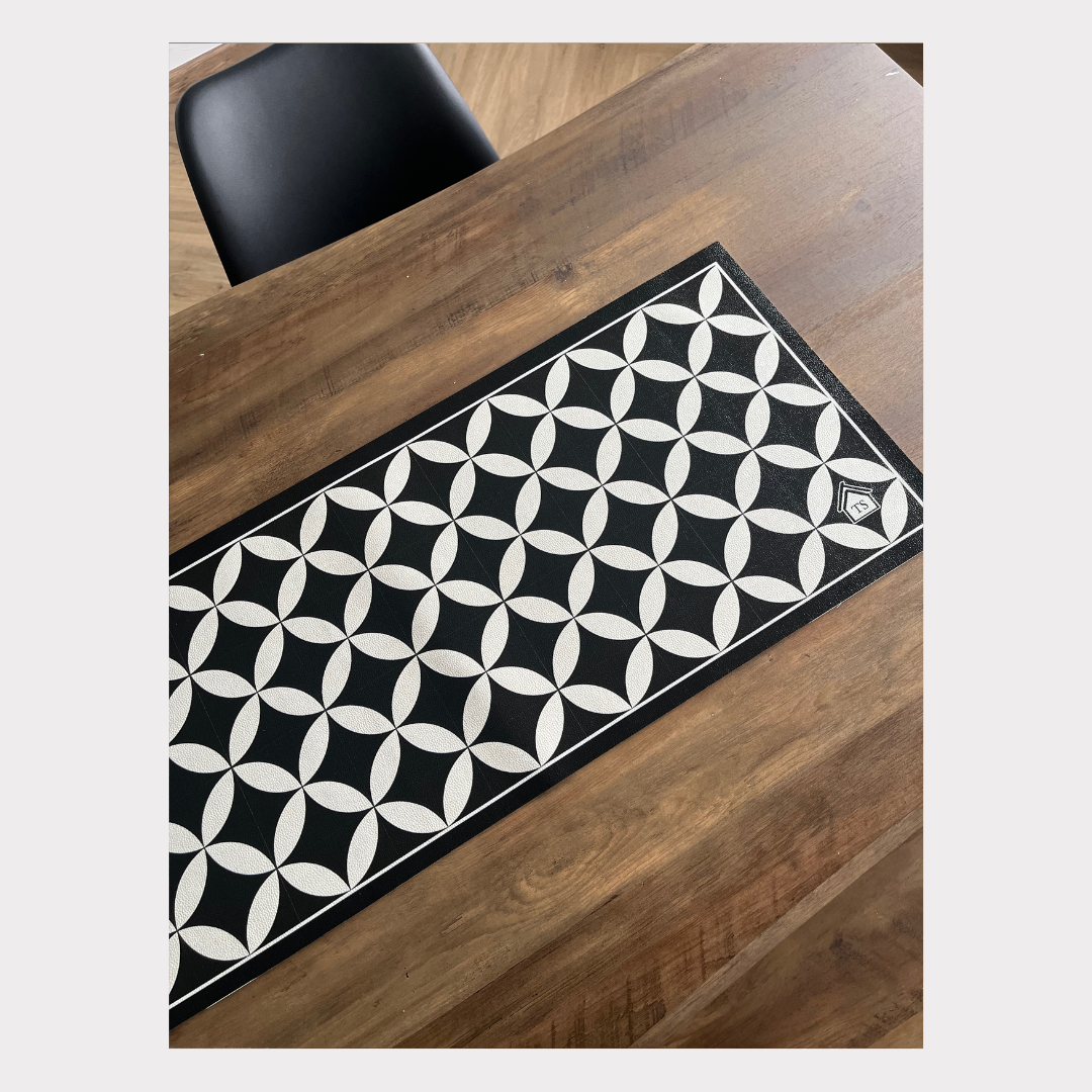 PVC Waterproof Table Runner - Black Petal