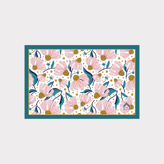 Wool Bath Mat - Pink Daisy